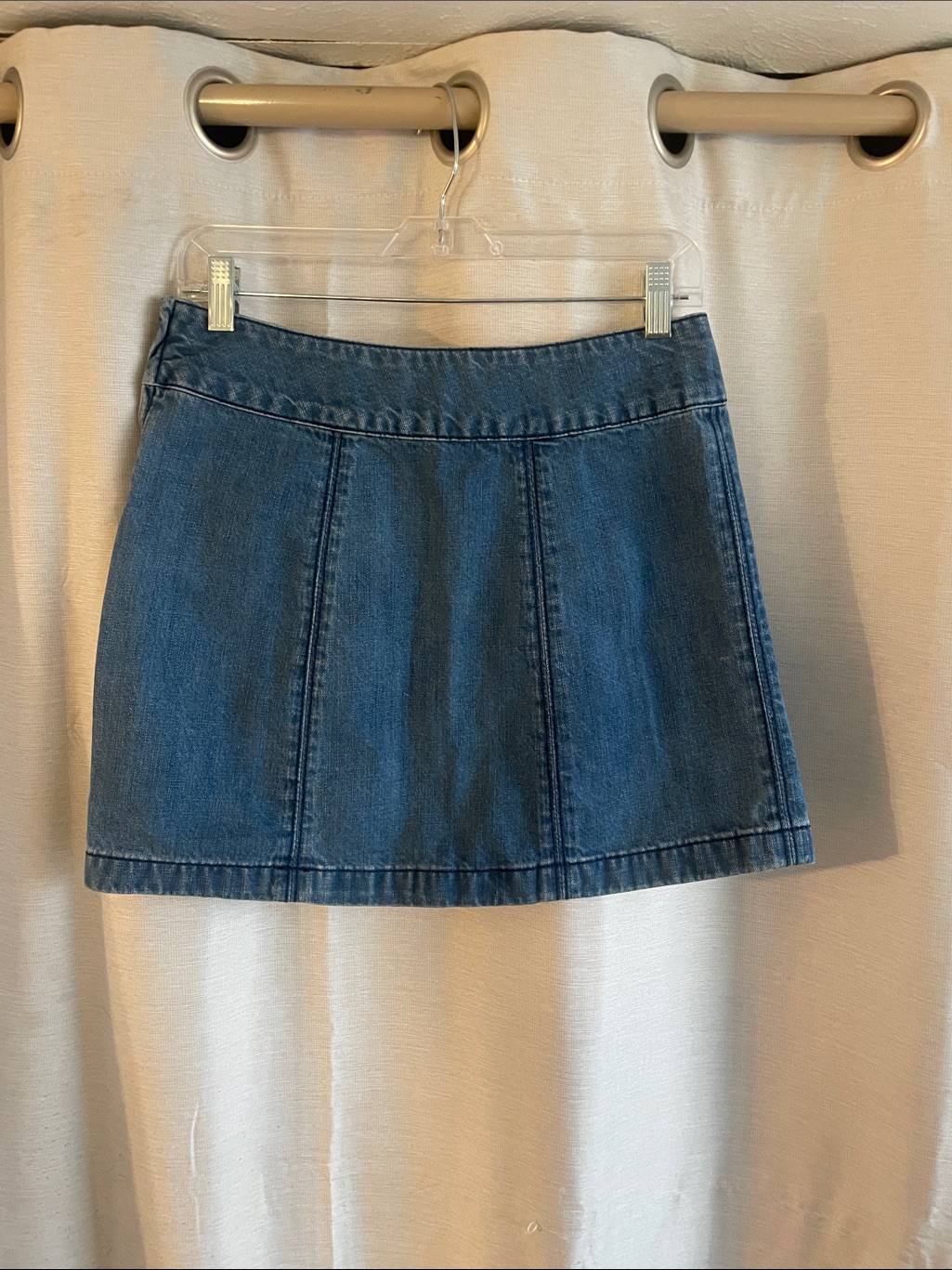 Free People Zip To It Jean Mini Skirt Women's Size 6 Back Zip Medium Wash Denim